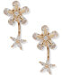 Gold-Tone Cubic Zirconia Flower Front-and-Back Earrings