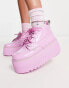 Фото #2 товара Kickers Kick platform boots in pink holographic patent