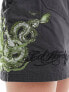 Ed Hardy micro twill cargo skirt with green dragon embroidery