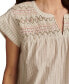 Women's Cotton Striped Smocked Popover Blouse