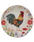 Фото #3 товара Floral Rooster Set of 4 Dinner Plate 11"