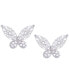 ფოტო #2 პროდუქტის Diamond 1/10 ct. t.w. Butterfly Miracle Plate Stud Earrings in Sterling Silver