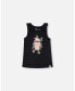 ფოტო #1 პროდუქტის Girl Organic Cotton Tank Top With Knot Black - Child