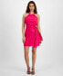 Фото #4 товара Women's High-Neck Side-Tie Linen Blend Mini Dress, Created for Macy's