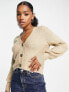 JDY v neck ribbed cardigan in beige