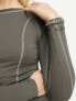 Motel y2k stitch detail long sleeve top in gunmetal grey XS - фото #5