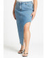 ფოტო #3 პროდუქტის Plus Size High Low Asym Hem Denim Skirt