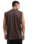 Фото #3 товара ASOS DESIGN oversized tank vest in brown sporty mesh