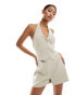 Kaiia tailored halter neck low back playsuit in beige