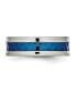 Stainless Steel Polished Blue IP-plated Checkered 7mm Band Ring