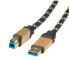 ROLINE GOLD USB 3.0 Cable - Type A M - B M 1.8 m - 1.8 m - USB A - USB B - USB 3.2 Gen 1 (3.1 Gen 1) - Male/Male - Black - Gold