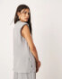 Фото #3 товара ASOS EDITION jersey rib shoulder pad longline top co-ord in grey