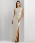 ფოტო #2 პროდუქტის Metallic Sleeveless Side-Slit Gown