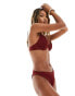 South Beach frilly crinkle high leg bikini bottom in pomegranate Красный, 40 - фото #3