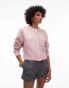 Фото #1 товара Topshop knitted crew boucle cardigan in pink