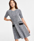 Petite Tweed Short-Sleeve A-Line Dress