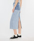 ფოტო #5 პროდუქტის Women's Two-Toned Color Block Denim Midi Skirt