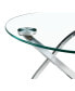 80cm Round Clear Glass Coffee Table with Modern Metal Base