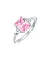 ფოტო #3 პროდუქტის Bridal Wedding 3CT Color CZ Pink Square Cubic Zirconia Square Solitaire Brilliant Princess Cut Trillion Side Stones Engagement Ring Sterling Silver
