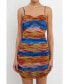 Women's Striped Mesh Mini Dress with Ruched Detail