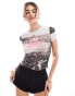 ASOS DESIGN mesh photographic football euros baby tee in black and white