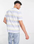 ASOS DESIGN relaxed stripe t-shirt in blue with chest print