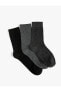 3'lü Soket Çorap Seti Geometrik İşlemeli Çok Renkli