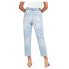 Фото #3 товара Jordache High Rise Paperbag Straight Jean Pant Womens XL Light Blue Cotton Solid