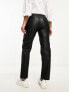 New Look faux leather straight leg trousers in black