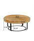 Modern Round Coffee Table with Carved Pine Top and Metal Legs