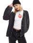 Фото #4 товара Monki boxy fit cable knit cardigan in off-black