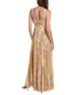 Фото #2 товара Mikael Aghal Sequin Gown Women's Yellow 6