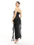 Фото #5 товара Fashionkilla glitter bandeau ruched maxi dress in black