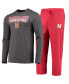 Men's Red, Heathered Charcoal Maryland Terrapins Meter Long Sleeve T-shirt and Pants Sleep Set