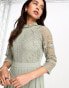 Little Mistress lace detail midaxi dress in sage green 40 - фото #4