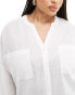 ONLY Curve v neck oversized shirt in white