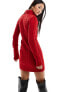 Missyempire exclusive cable knit roll neck mini jumper dress in red