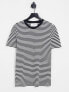 Фото #1 товара Selected Femme cotton perfect t-shirt in black stripe