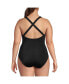 Plus Size Chlorine Resistant X-Back High Leg Soft Cup Tugless Sporty One Piece Swimsuit