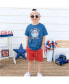 Фото #3 товара Little and Big Boys Red, White, and Cool Patriotic Smiley Short Sleeve T-Shirt