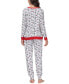 Фото #2 товара Women's Printed Crew Neck Long Sleeve Top with Jogger 2 Pc Pajama Set