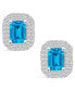 ფოტო #3 პროდუქტის Topaz (2-5/8 ct. t.w.) and Diamond (3/4 ct. t.w.) Halo Stud Earrings in 14K White Gold