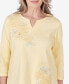 Фото #4 товара Women's Charleston Three Quarter Sleeve Embroidered Floral Details Top