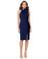 ფოტო #1 პროდუქტის Women's Ruffled Halter Velvet-Trim Sleeveless Sheath Dress