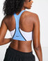 Nike Yoga Swoosh Dri-FIT cut and sew medium support sports bra in blue