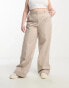 ASOS DESIGN Curve oversized wide leg chino trouser in sand