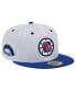 ფოტო #1 პროდუქტის Men's White/Royal LA Clippers Throwback 2Tone 59Fifty Fitted Hat