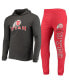 ფოტო #2 პროდუქტის Men's Red, Charcoal Utah Utes Meter Long Sleeve Hoodie T-shirt and Jogger Pants Sleep Set