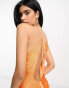 ASOS DESIGN fringe drape halter maxi dress in hot orange