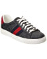 Фото #1 товара Gucci Ace Web Gg Supreme Canvas & Leather Sneaker Men's Black 9.5 Uk